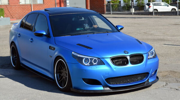 bmw m5 blue metal wrap car